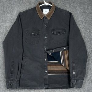 Katin Campbell Jacket Mens S Charcoal Blanket Lined Corduroy Snap Button Shacket